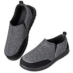 LongBay Men’s Cotton Jersey Memory Foam Slippers Breathable Comfy House Shoes with Non-Slip Indoor Outdoor Rubber Sole(8-9 UK,Black)