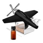 AllExtreme EXAPF01 Solar Powered Natural Aromatherapy Air Freshener Airplane Shaped Perfume Ornament Eliminates Bad Odors Perfect For Automobiles Offices & Homes (1 Pc, Black & Chrome)