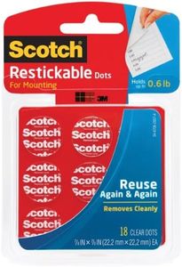 Scotch Restickable Dots, 7/8-in, 18 Count, Clear Double-Sided Mounting Pre-Cut Dots, Remove Cleanly, Mount Objects on Stainless Steel, Plastic & More, Photo-Safe Adhesive, Mess-Free Application (R105)