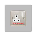 Single Socket Surround | Square | Acrylic Back Panel or Finger Plate | Light Switch Plug, Font Colour:Grey