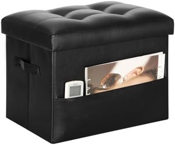 BelugaHelper Storage Ottoman Foot Rest Stool with Thicker Foam Padded Seat. Foldable Leather Footstool Bench. Small Ottoman with Storage for Living Room Bedroom Coffee Table 350 lbs, 17x13x13in, Black