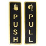 Buzz Cool Acrylic Gold Push Pull Stickers For Glass Door, Wooden Door | Self Adhesive Sticker for Door | Push and Pull Signage Stickers for Hospital Malls Office Businesses Cafe