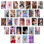 Unquote Taylor Swift Wall Décor Art Posters, Multicolor Printed Set of 30 (10L x 15W) CM - Home & Room Decoration Taylor Swift Stickers, 300 GSM Paper Posters for Gifts with Double Sided Tape Roll