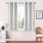 Hiasan Room Darkening Curtains for Bedroom, Blackout Thermal Insulated Noise Reducing Window Curtains, 42 x 45 Inches Length, Greyish White, 2 Drape Panels