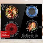 Klarstein Gas Cooker, 4 Burners Gas Hob, 6.4 kW Built in Four Ring Electric Hob, Campervan Cooktops Gas Cookers, Stainless Steel Glass Top Wok Burner, 4 Ring Kitchen Stoves Cooker Gas Burners Units