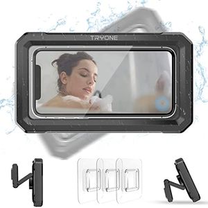 Tryone Shower Phone Holder Mount Waterproof 360° Rotating Bathroom Wall Cellphone Mountable Case, Shower Magic Box Compatible with iPhone 12 Pro 12 11 Pro Xs 8 | Samsung S21 or Other 4"-6.8" Device