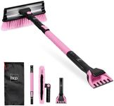 Best Choice Products Snow Brush with Squeegee & Ice Scraper, Up to 39" Extendable Foam Grip, 270° Pivoting Snow Brush for Car Truck SUV, Storage Bag Included - Pink