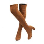 Knee High Boots Women Thigh High Boots Long Boots Sexy Over The Knee Boots Flexible Winter Boots Warm Suede Winter Shoes B Brown UK 7.5