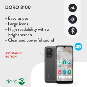 Doro 8100 Plus 4G Smartphone – Unlocked Android Mobile Phone