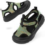JOINRFEE Boys Water Shoes Breathable Anti-Skid Sandals Toddlers Quick-Dry Aqua Shoes for Surf Boating School Shoes Colorful Black 7 Toddler