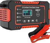 KIKVI Car Battery Charger, 12V 6A Smart Battery Trickle Charger Automotive 12V Battery Maintainer Desulfator with Temperature Compensation for Car Truck Motorcycle, Lead Acid Batteries