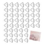 VBNZBK 50 Pcs Triangle Table Place Card Holder, Table Number Holder, Picture Photo Display Stand, Wedding Business Cards With Silver Foil Border For Wedding Table Place Cards (Silver)