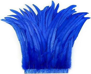 Holmgren Royal Blue Rooster Feather Trim - 10-12inch 2 Yards Natural Large Rooster Feathers Trim for Sewing Crafts, Feather Cape Shawl, Headdress, Wings, Cosplay and Halloween Costumes (Royal Blue)