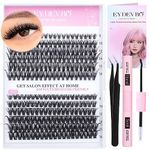 DIY Lash Extension Kit 240 pcs Lash Clusters Eyelash Extension Kit, 40D50D Individual Lashes with Lash Bond and Seal and Lash Applicator Tweezers D Curl 8-16mm Mixed Length Clusters Lashes by EYDEVRO