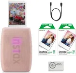 Fujifilm INSTAX Mini Link 3 Smartphone Printer | Rose Pink Bundled INSTAX Mini Instant Film | 20 Exposures + Microfiber Cleaning Cloth (3 Items)