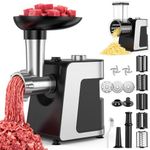 FITNATE 2800W Electric Meat Grinder, 5-in-1 Meat Mincer Machine, Household Susage Maker with 5 Slincing Blade, 2 Black, 3 Plate, Sausage Stuffer for Kitchen Use