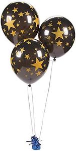 Black Latex Balloons with Gold Stars - 11" (Pack of 24) - Eye-catching Design & Premium Party Decor - Perfect for Elegant Celebrations