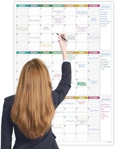 Colorage Large Undated Three Monthly Dry Erase Reusable Wall Planner, Giant Laminated Poster, Goal & Task Organizer for Your Home, Office, 101 cm X 73 Colorful