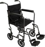 ProBasics Transport Chair Portable Wheelchair - 19-inch Seat, Full-Length Permanent Arms, Swing-Away Foot Rests - Folding Wheelchair for Travel and Transport