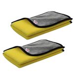 GoMechanic Microfiber Cloth/Towel for Car Cleaning 2 pcs 35x75 cms 500 GSM - Car Accessories - Grey Thick Lint & Streak- Automotive Microfibre Towels for Dusting, Polishing, Washing (SE_MC_002)