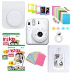 Clikoze Instant Camera Bundle with Fujifilm Mini 12 Clay White Camera, Fujifilm 40 Shot Mini Film, Clikoze Mini 12 Case, Mini Album Book, Film Stickers, Colour Filters and Accessories