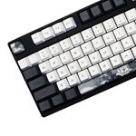 JSJT Ink Lotus Keycaps 140 Keys OEM Profile Keycaps PBT Dye Sublimation Keycaps for ANSI/ISO Layout Cherry MX Switch Mechanical Gaming Keyboards GK61/68/87/96/104/108 (with 6.25u spacebar)