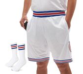 GUCILV Mens Bugs Basketball Shorts 90s Halloween Bunny Space Movie Mesh Sports Squad Shorts for Adult White S-XXL, White, X-Large