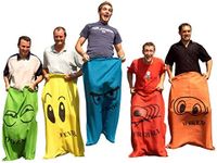 Garden Games Sack Race - 5 Adult Sized Hessian Bags for Racing