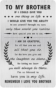 Alotozo Grateful Brother Gifts - Engraved Wallet Card Inserts to My Brother - Christmas Gift for Brother