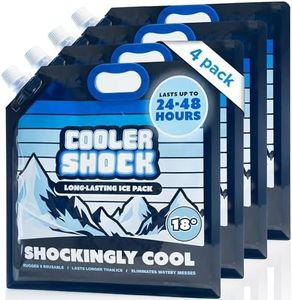 Cooler Shock Reusable Ice Packs for Cooler - Long-Lasting Freezer Packs with Built-in Handle - All-Purpose Medium Size, Pack of 4