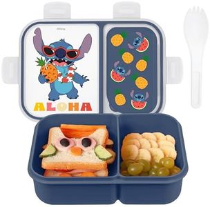 Disney Bento Box– Leak-Proof Kids Lunch Box with Divided Compartments & Detachable Spork - Mickey & Minnie, Stitch, & Winnie the Pooh BPA Free Toddler Bento Box
