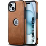 TheGiftKart Genuine Leather Finish iPhone 15 Plus Back Cover Case | Shockproof Design | Raised Edges for Camera & Screen Protection | Stunning Minimalist Design Back Case for iPhone 15 Plus (Brown)