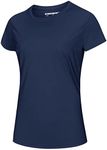 MAGCOMSEN Womens Short Sleeve Shirts UPF 50+ Ultra Lightweight Running Shirts Quick Dry Gym Workout Performance Sports T-Shirts Navy