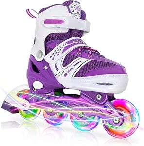 JIFAR Kids Purple M Size Zapatos de Patines en línea Ajustables con Ruedas Luminosas Patines en línea para Exteriores Niños Niñas Niños Niños Patines en línea Tamaño Ajustable 34-37