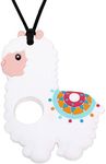 Panny & Mody Sensory Chew Necklace for Kids, Alpaca Chewing Pendant Necklace Teething Necklace Teether Necklace Chew Toys,Teething Toys Designed for Chewing, Autism, Autism Sensory Teether Toy (White)