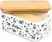 Lumicook Cow Butter Dish, Cceramic Butter Dish with Lid, Large Countertop, Silicone Sealing, Good Kitchen Gift, White