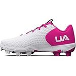 Under Armour Women's Glyde 2.0 Rm Softball Shoe, (101) White/Cerise/White, 8.5