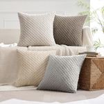 MIULEE Pack of 4 Neutral Throw Pillow Covers 18x18 Inch Soft Corduroy Decorative Boho Striped Pillow Covers Pillowcases Modern Farmhouse Home Decor for Couch Bed Sofa Living Room