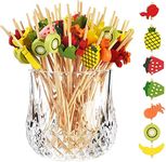 ALINK 100-Pack Cocktail Sticks for Drinks Appetizers, Fruit Food Stick Wooden Toothpicks Sandwich Cocktail Picks for Cupcake Decor Cake Party Supplies - 4.72 inch