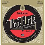 D'Addario Guitar Strings - Pro-Arte Classical Guitar Strings - EJ45C - Nylon Guitar Strings - Silver Plated Wrap, Composite Core, Clear Nylon Trebles - Normal Tension
