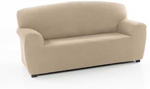 Faverti Funda Sofá 3 plazas Elástica Universal | Funda Protectora Sofá Tres plazas | Protector de Calidad de Tejido Jacquard Tacto algodón | Modelo Real | Funda Sofá Beige