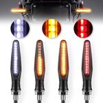 LivTee Super Bright 4PCS Motorcycle Indicators Flowing Turn Signal Brake Lights & Daytime Running Lights 12V for Motorbike Scooter Quad Cruiser Off Road, White/Red/Amber