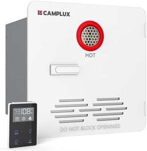 CAMPLUX RV Tankless Water Heater 65,000 BTU, 2.64 GPM RV Propane Water Heaters for Mobile Home, Gas RV Water Heater with White Door and Remote Controller, Built-in Pressure Relief Valve