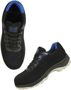 Unistar Men's Leather Safety Shoe Non-Slip for Industrial Work Boot Waterproof Steel Toe Footwear Indestructible Construction Slip Resistant Shoes (Blue)