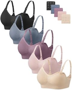 Angelhood Nursing Bra 5 Pack Womens Maternity Breastfeeding Seamless Wireless Sleep Bra with Extenders