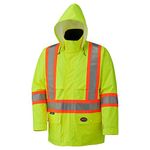 Pioneer V1090160-L Lightweight Hi-Viz Safety Rain Jacket, Comfort Fit, Green, Large