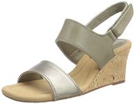 Clarks womens 261718474 Olive Leather Espadrille Wedge Sandal - 7 UK (261718474)