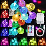 Tacobey RGB Garden String Lights, 33ft 66LED Color Change Globe Fairy Lights Battery Powered, USB Powered, with Remote, Waterproof Lights for Indoor Outdoor Patio Balcony Camping Decor