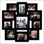 PICRAZEE Wooden Wall Collage Photo Frame for Birthday | Anniversary | House Warming (11 Photographs, Black, Size- 24* x 24* inch)