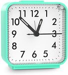 ORIA Analog Alarm Clock, Small Analog Clock, Bedside Clock with Snooze & Luminous Function, Silent No Ticking, Battery Operated Desktop Clock for Office, School, Bedroom, Trip, etc -Green